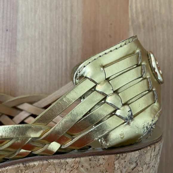 Like New Beautiful Tory Burch Gold Metallic Woven Leather Espadrilles Size 9 - Picture 10 of 10